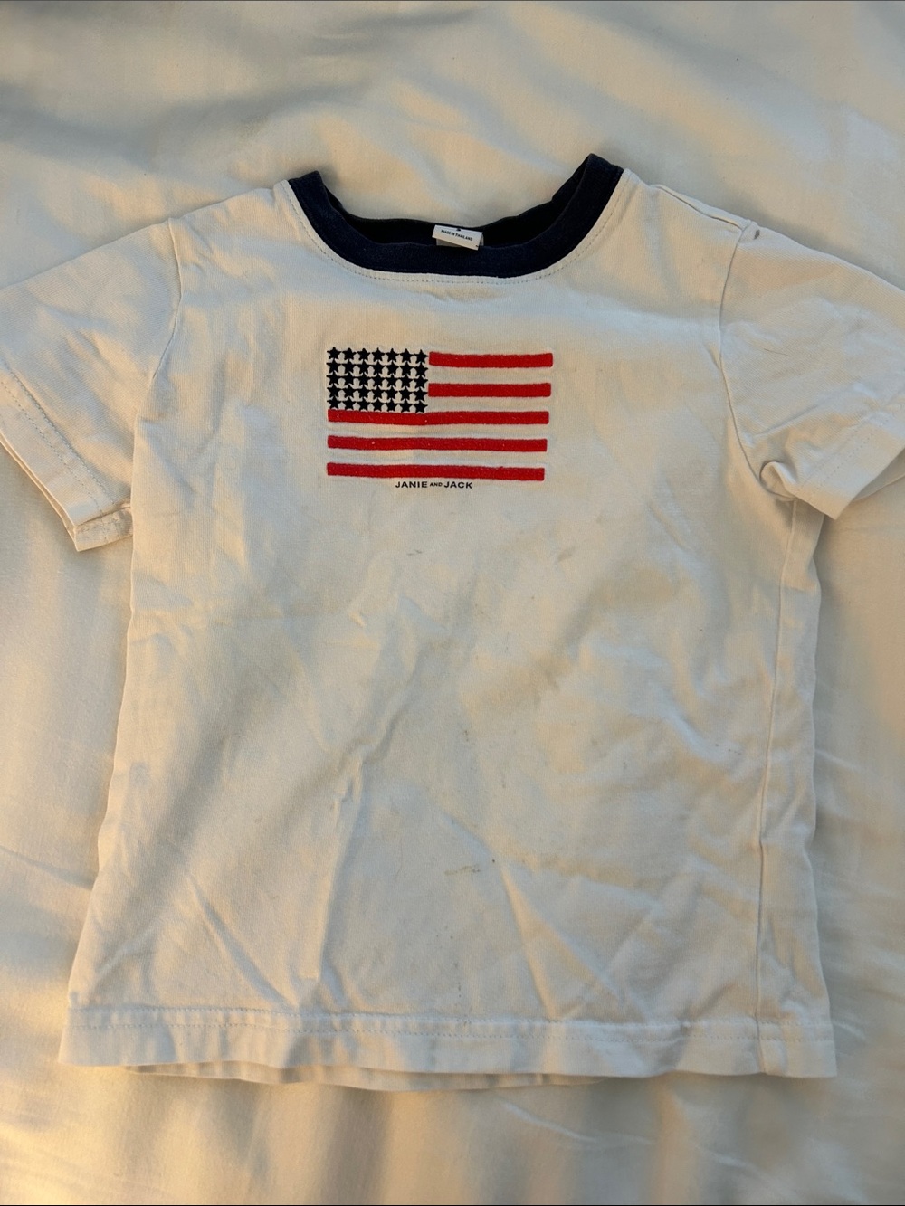 Janie and Jack White Tee with American Flag